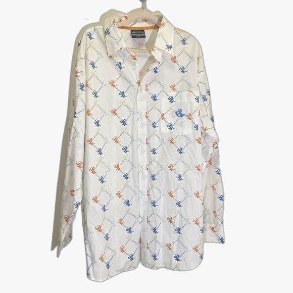 Vintage PRVCY - PW monogramed Grid Button Up Shirt - size XXL Tall RARE - Picture 1 of 5
